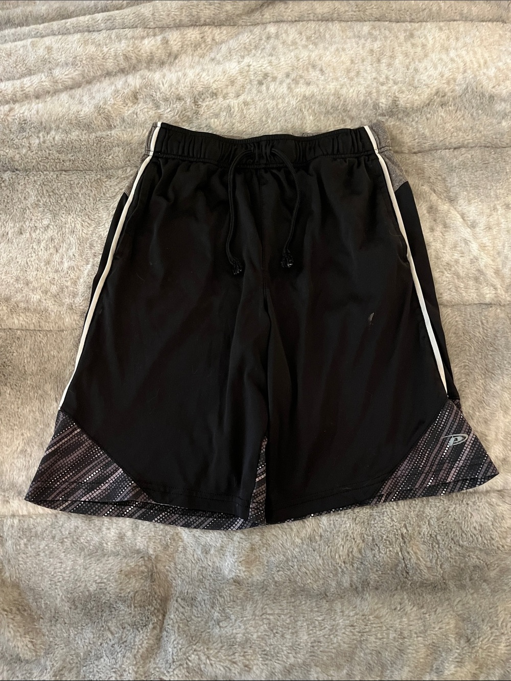 Pro Player Youth Black Athletic Shorts with White Trim